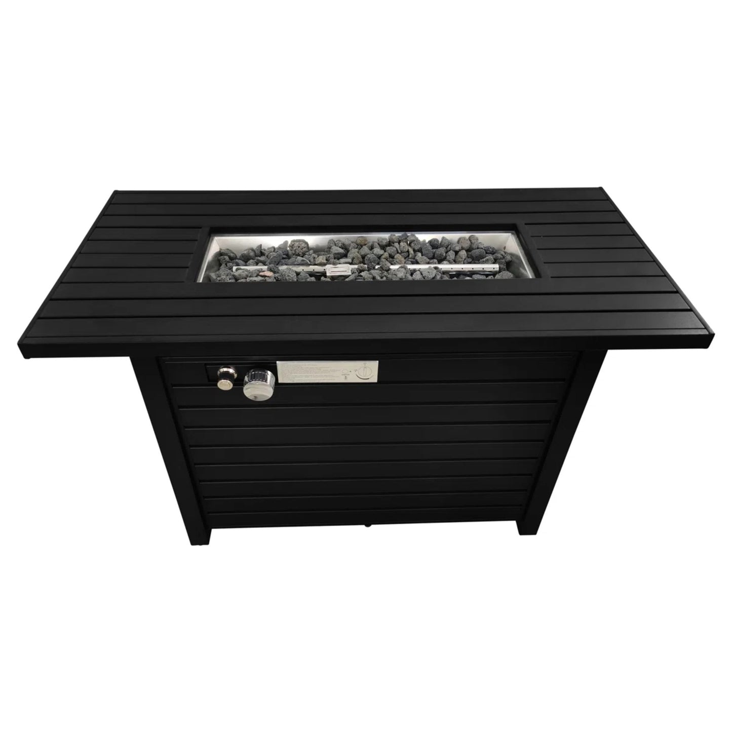 Steel Outdoor Fire Pit Table with Lid, Adjustable Flame, Black, 25' H x 42' W