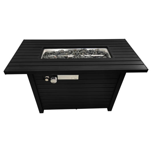 Steel Outdoor Fire Pit Table with Lid, Adjustable Flame, Black, 25' H x 42' W