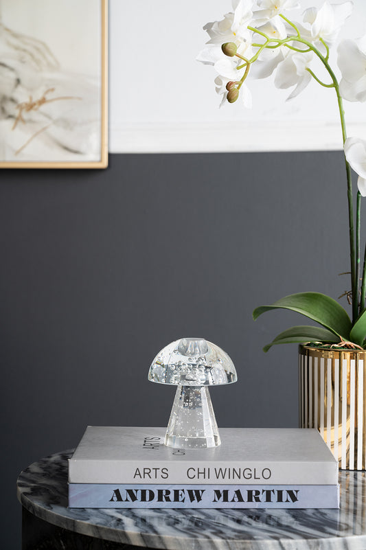 3.9x3.9x4.7' Mushroom Shaped Glass Taper Candle Holder 6EA/CTN