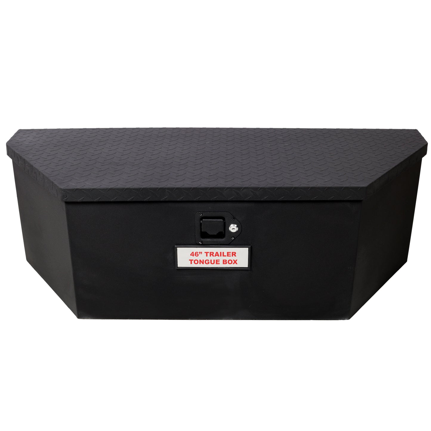 46'X18'X14.5' Tongue Truck Box Black Heavy Duty Steel Trailer Tongue Box, 6.7 CUFT Capacity, With Lock and Keys, Black color