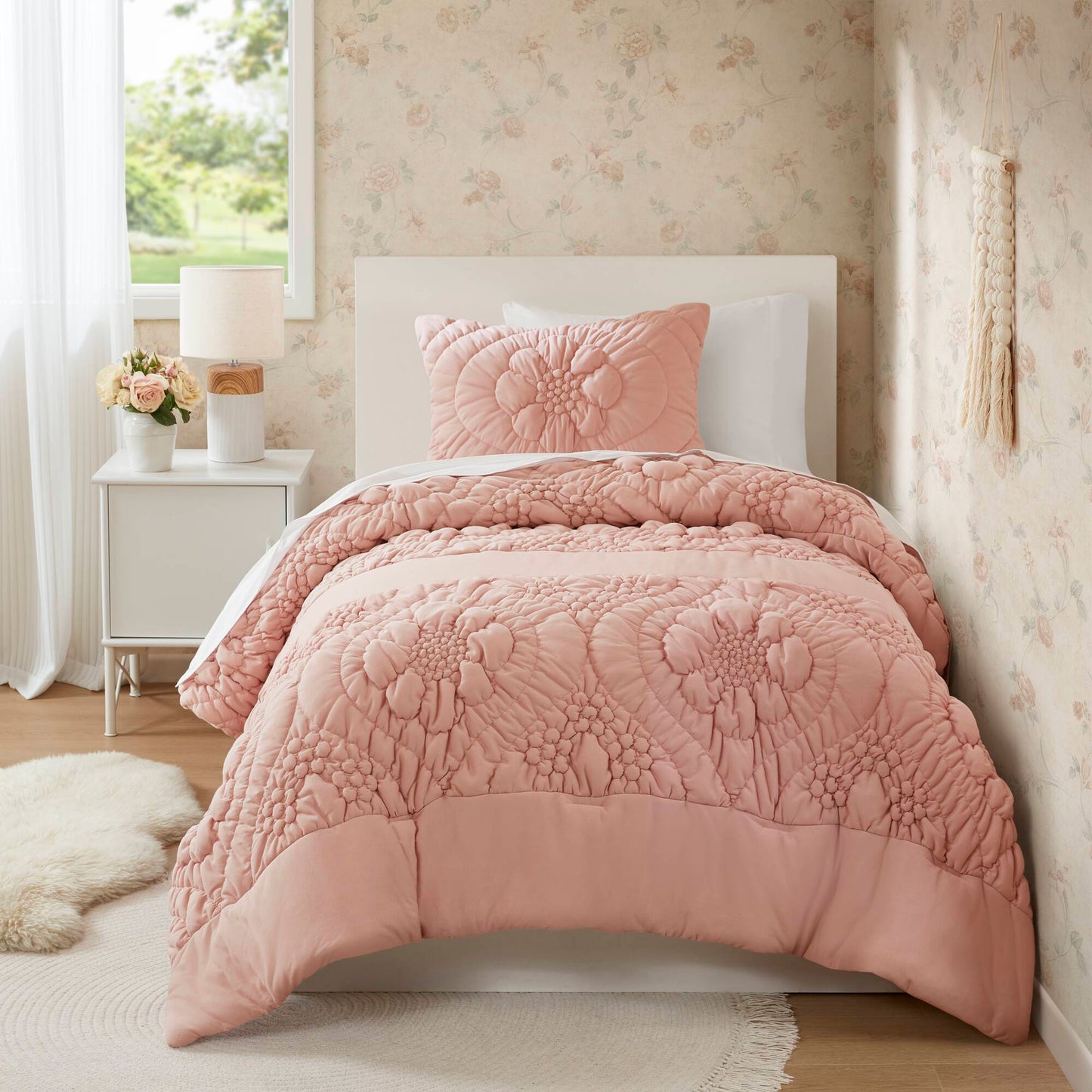 2-Piece Twin Comforter Set,Pink