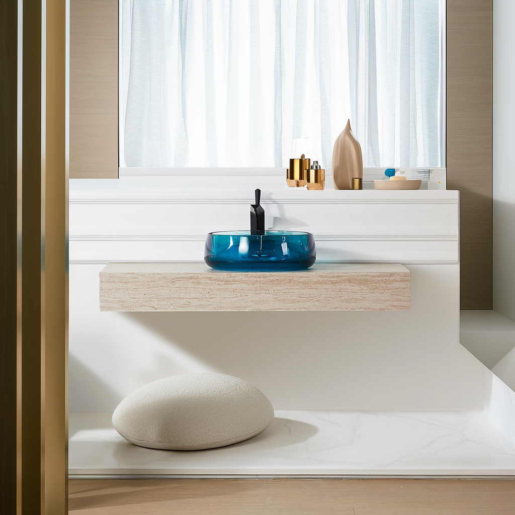 Vessel Sink Stone Resin Bathroom Sink Modern Art Sink 25C61-blue