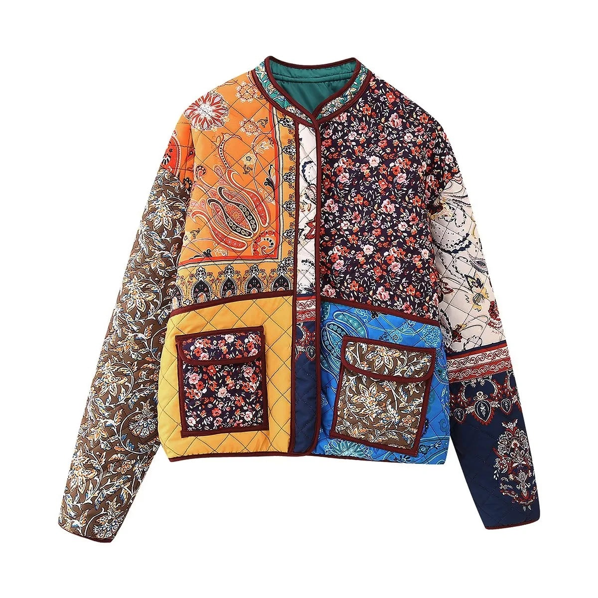 Women's Quilted Jacket Patchwork Paisley Floral BYMANYC ® New York CONTEMPORARY BOHO VIBRANT OUTERWEAR - New Collection