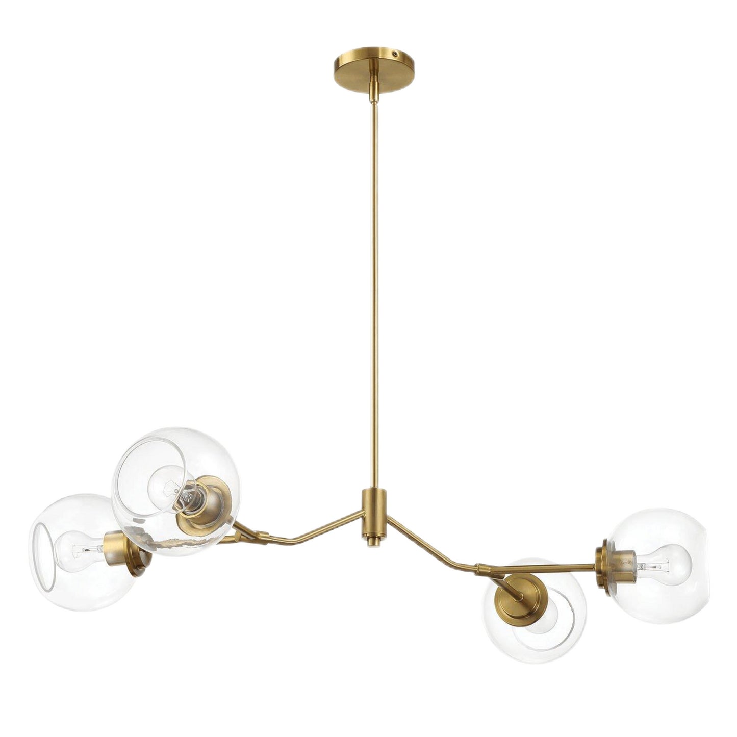 Jewel Modern Farmhouse Chandelier Ceiling Light Fixture with Clear Glass in Gold Finish, 36'L x 20'W x 7.25'H