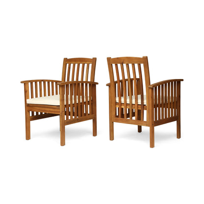 CASA Rustic Dining Chair Set with Cushions, Acacia Wood, Brown, 2PCS