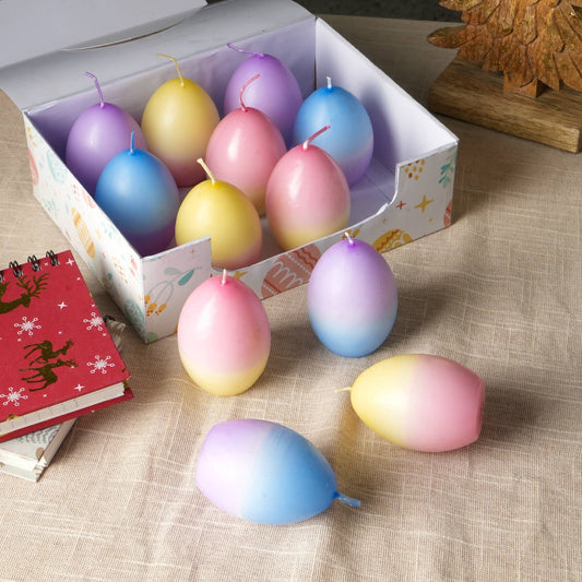 Easter Egg Ombrey Candle Box Of 12 Pcs  - Multi