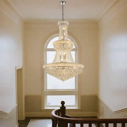 32-Inch Crystal Chandelier Lighting for Dining Room Modern Luxury K9 Bedroom Crystal Chandelier Ceiling Light French Empire Chrome 21 Lights