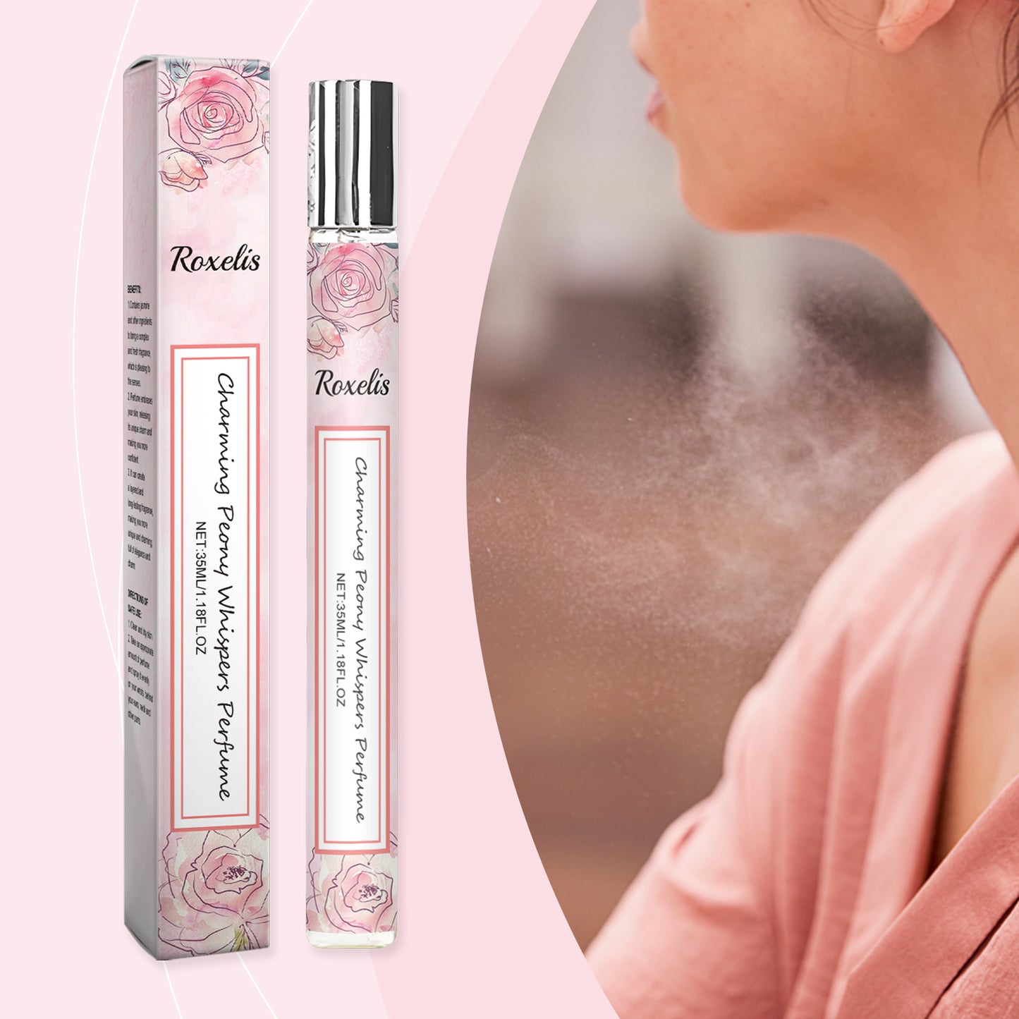 Roxelis Peony Fragrance For Women, Lasting Light Fragrance Fresh Floral Peony Charm Rose Fragrance Perfume