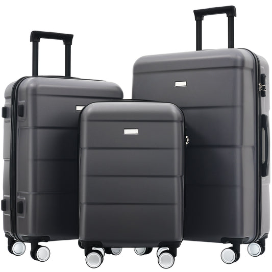 Hardshell Luggage Sets 3 Piece Double Spinner Wheels Suitcase with Handle Password Lock, Lightweight 20'+24'+28' Luggages