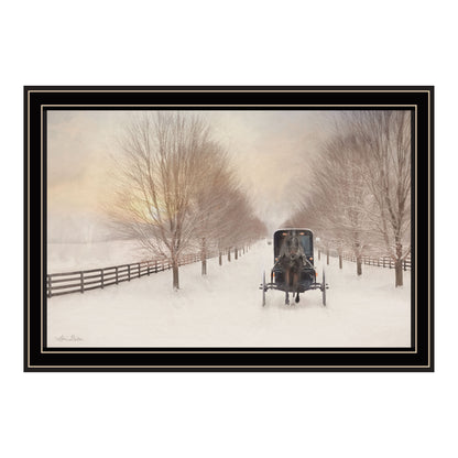 Trendy Decor 4U Snowy Amish Lane Black Framed Wall Art for Living Room, Bedroom Wall Art Print for Home Decor by Lori Deiter