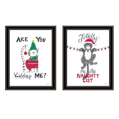 Trendy Decor 4U 2- Piece Vignette Are You Kidding ME? Black Framed Wall Art for Living Room, Bedroom Wall Art Print for Home Decor by Deb Strain