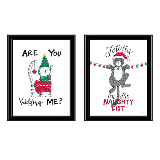 Trendy Decor 4U 2- Piece Vignette Are You Kidding ME? Black Framed Wall Art for Living Room, Bedroom Wall Art Print for Home Decor by Deb Strain