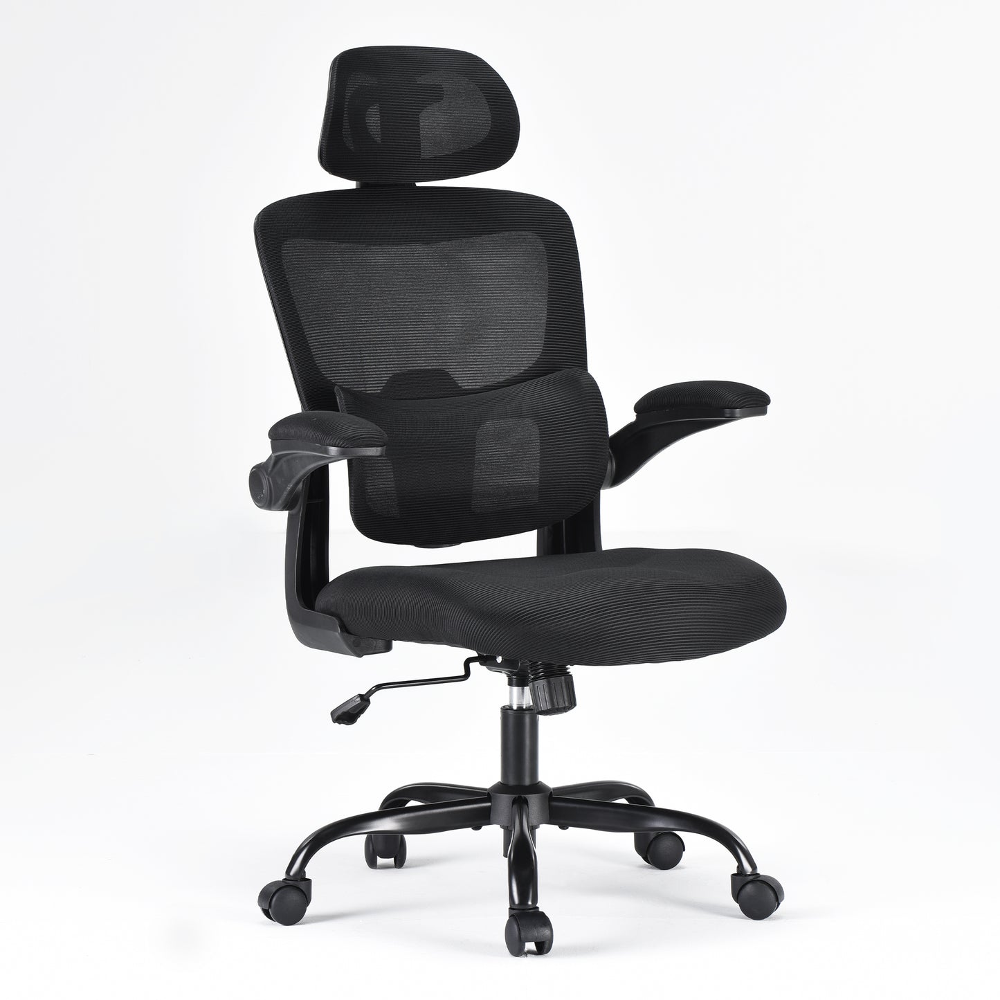 Ergonomic Office Chair, High Back Desk Chair with Flip-Up Armrest and Adjustable Lumbar Support, Computer Chair for Home and Office