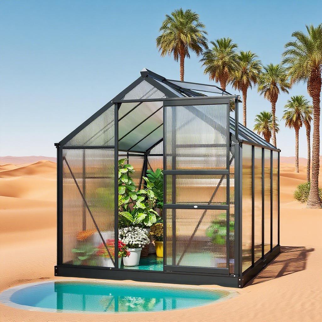 6.2'x8.3'x6.6' Gray Outdoor Aluminum Walk-in Polycarbonate Greenhouse