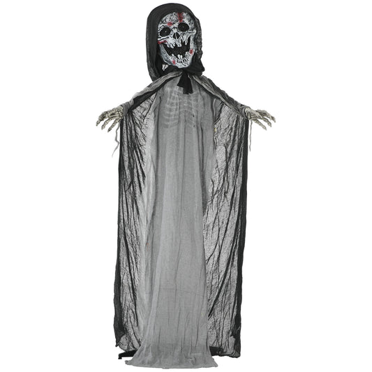 Outsunny 74' Life Size Outdoor Halloween Decorations Skeleton Witch, Animated Prop Animatronic Decor with Sound and Motion Activated, Light Up Eyes and Chest, Howling and Chain Sound