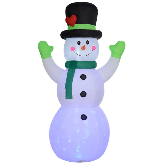 Outsunny 10FT Christmas Inflatables Cheerful Snowman in Black Hat, Green Scarf and Gloves, Blow-Up Outdoor Christmas Decorations with LED Yard Display for Lawn Garden Party