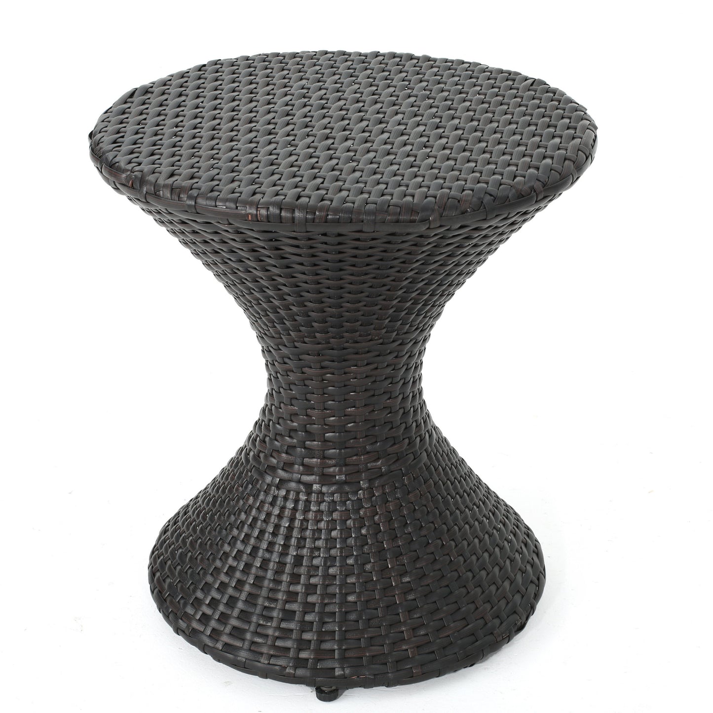 Highest-quality Wicker Hourglass-shaped Side Table, Brown Multi