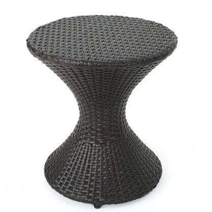 Highest-quality Wicker Hourglass-shaped Side Table, Brown Multi