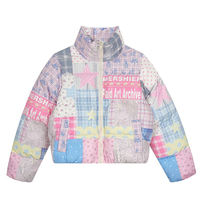 Women's Puffer Jacket Pastel Patchwork BYMANYC ® New York CONTEMPORARY VIBRANT MODERN OUTERWEAR - New Collection