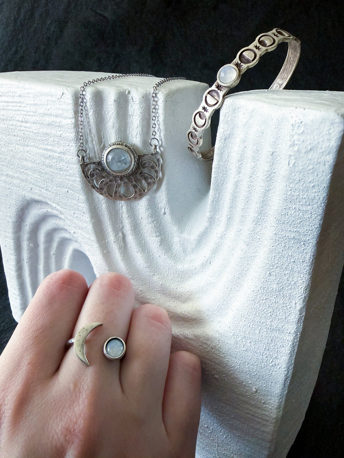 Moon Goddess Jewelry Set - Rainbow Moonstone