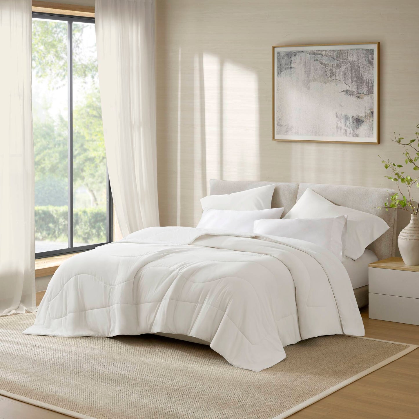 1-Piece Full/Queen Reversible Tencel Comforter Blanket,White