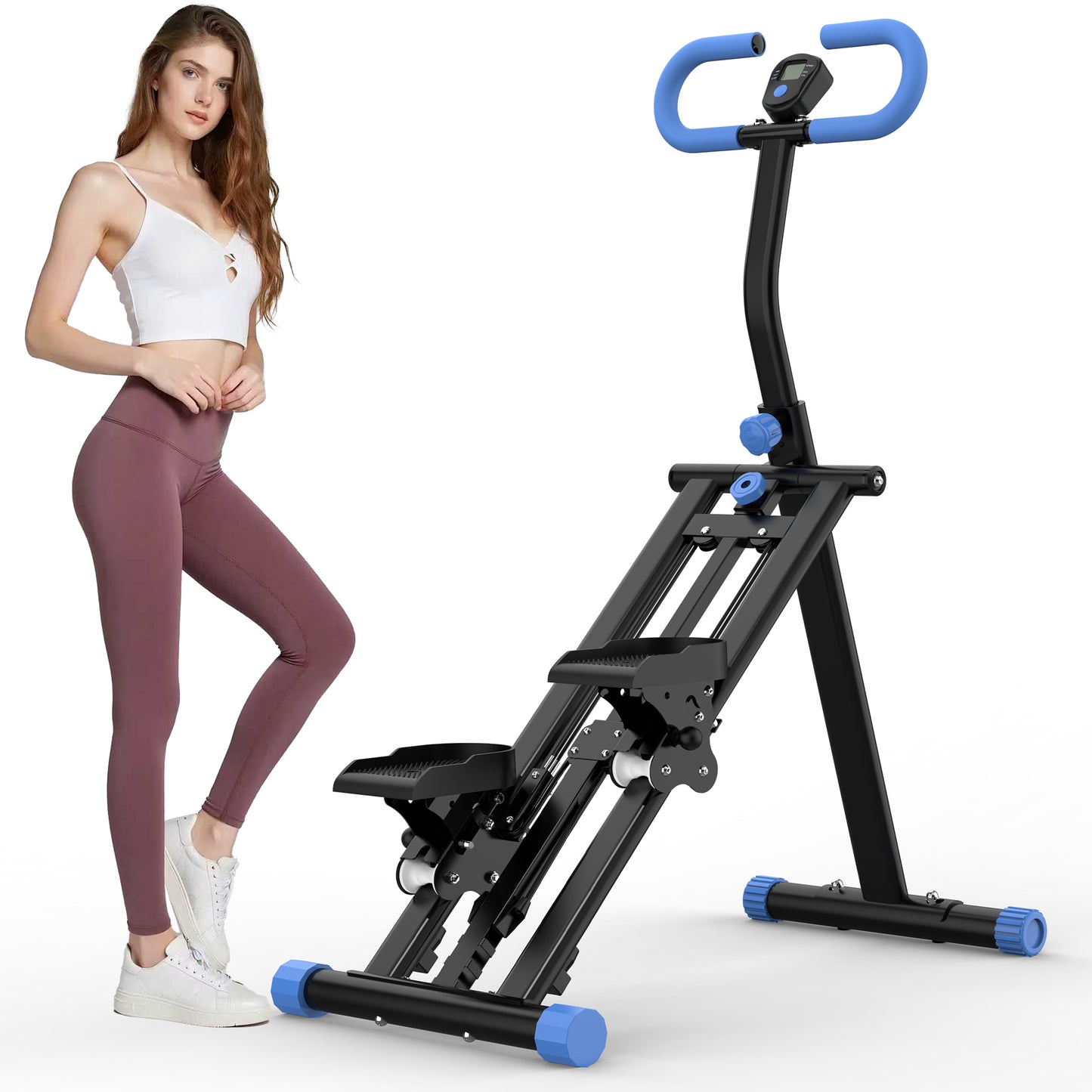 Stair Stepper with resistance Home-Upgrade Vertical Climber Workout Machine for Full-Body Exercise Climber Fitness Equipment with Stable Frame Adjustable Handlebar-Black Blue