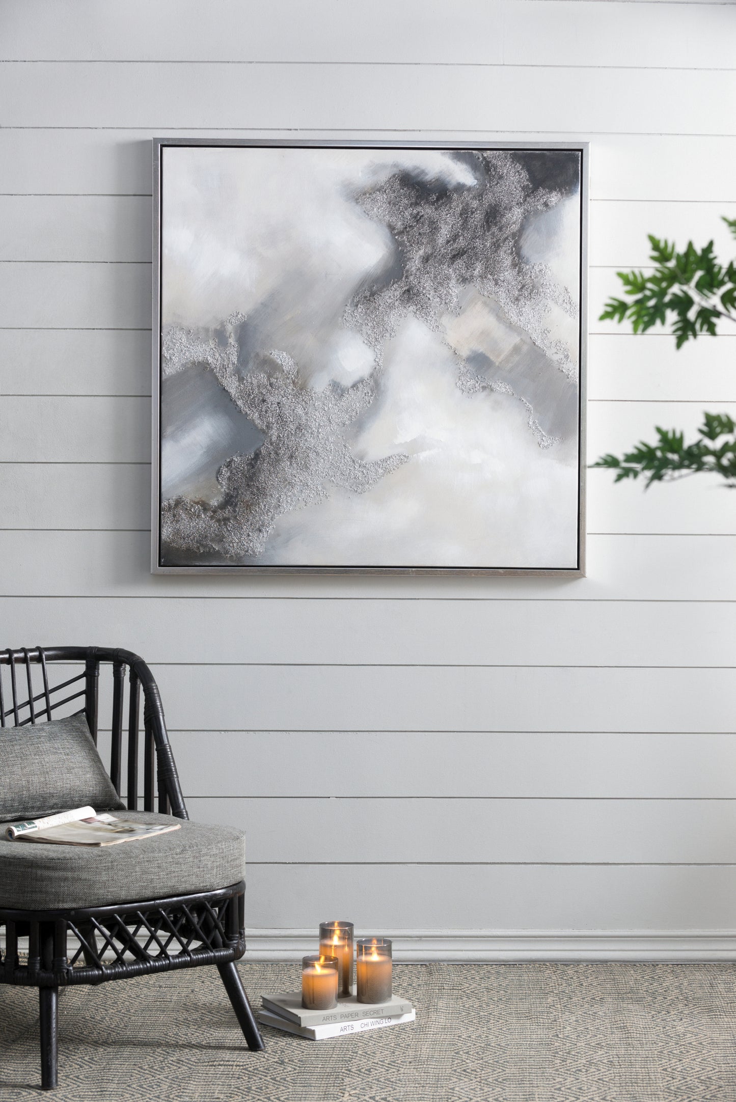 39.4x39.4' Stormy Skies Framed Hand-painted Wall Art