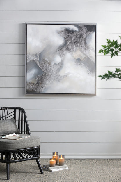 39.4x39.4' Stormy Skies Framed Hand-painted Wall Art