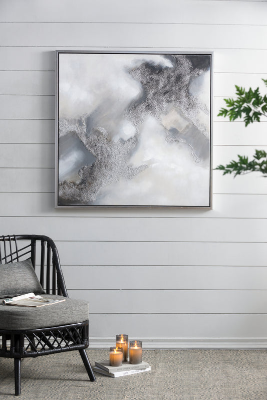 39.4x39.4' Stormy Skies Framed Hand-painted Wall Art