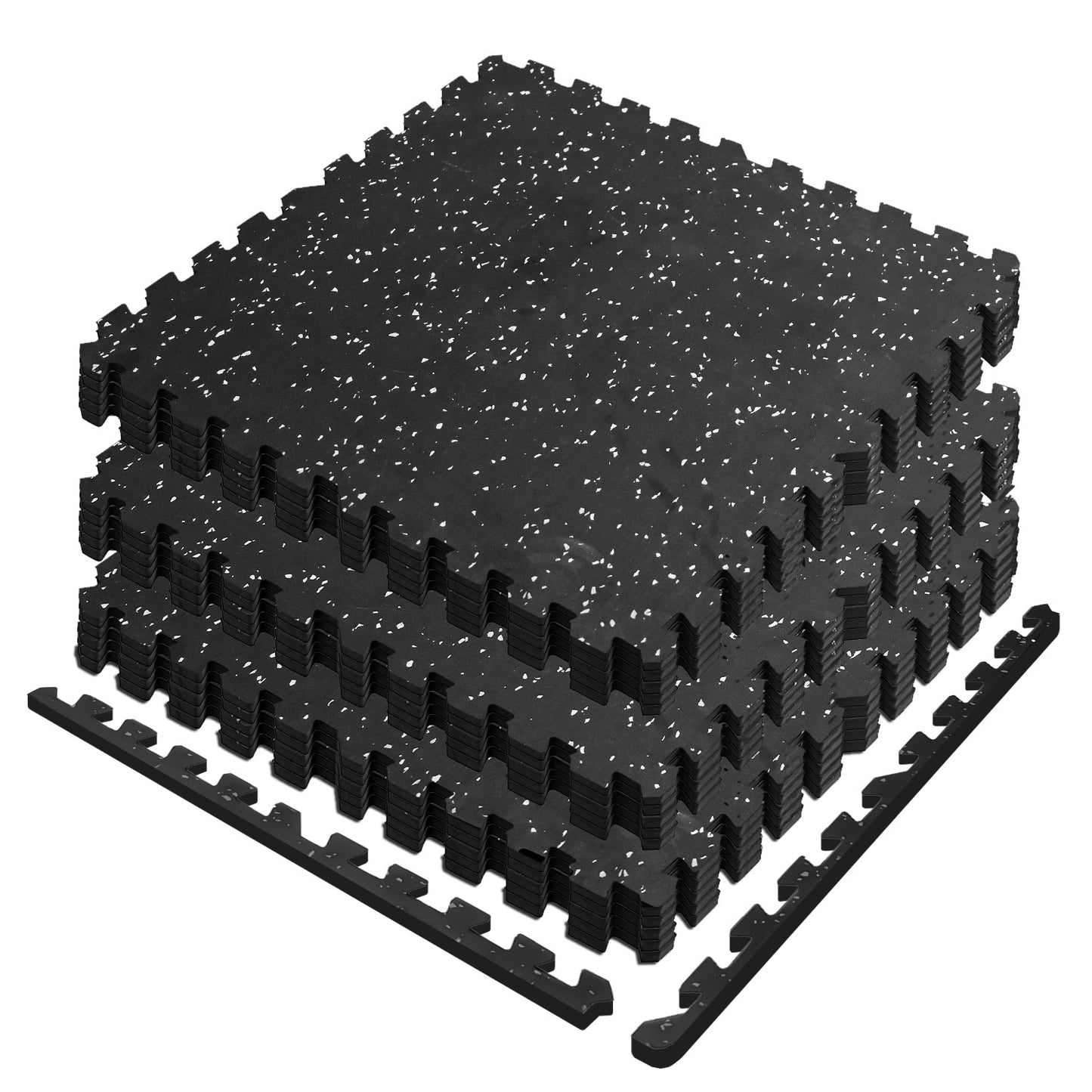 Black & White 24 in. W x 24 in. L x 0.55 in. Thick EVA Foam Interlocking Exercise Gym Floor Tiles 12-Tile 48 sq. ft.