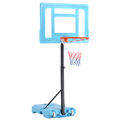 Soozier Poolside Basketball Hoop Stand, 36.5'-48.5' Height Adjustable Portable Hoop System w/ Clear Backboard & Fillable Base for Whole Family, Blue, Black, Red