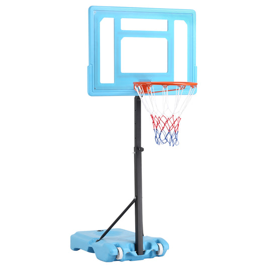 Soozier Poolside Basketball Hoop Stand, 36.5'-48.5' Height Adjustable Portable Hoop System w/ Clear Backboard & Fillable Base for Whole Family, Blue, Black, Red
