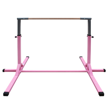 Gymnastics Bar for Kids, Adjustable Height Gym Bar, Junior Training Kip Bar for Home, Built for kids 3+ Years Pink