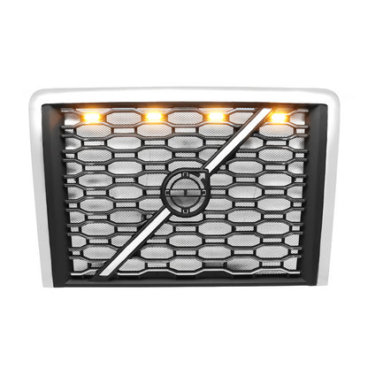With Bug Screen And Light Strip Chrome Front Grille Compatible With 2018+ Volvo VNL Trucks