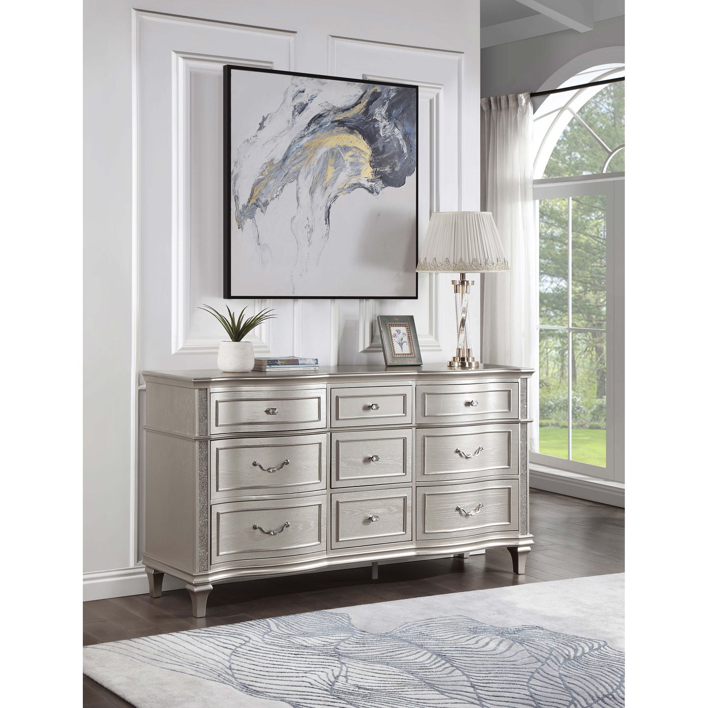 Katerina Silver Oak 9-drawer Dresser with Removable Jewelry Tray
