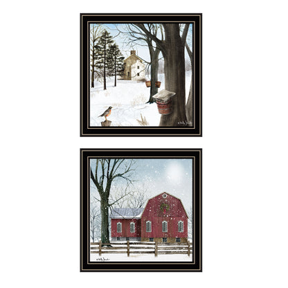 Trendy Decor 4U 2- Piece Vignette A Little Snow, Waiting for Spring Black Framed Wall Art for Living Room, Bedroom Wall Art Print for Home Decor by Billy Jacobs