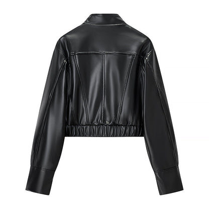 Women's Faux Leather Cropped Jacket BYMANYC ® New York CONTEMPORARY VIBRANT MODERN FASHION - New Collection