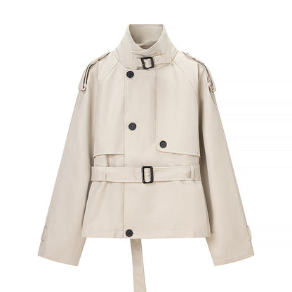 Women's Jacket Beige Short Trench BYMANYC ® New York SOHO BUCKLED COLLAR BELTED TRENCH - New Collection