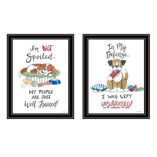 Trendy Decor 4U 2- Piece Vignette I was Left Unsupervised! Black Framed Wall Art for Living Room, Bedroom Wall Art Print for Home Decor by Deb Strain