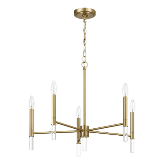 Courtyard Five Light Golden Brass Candle Light Chandelier 24'W × 17.75'H Elegant Lighting Fixture