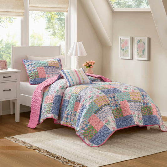 3-Piece Twin/Twin XL 3pcs Quilt Set,Pink