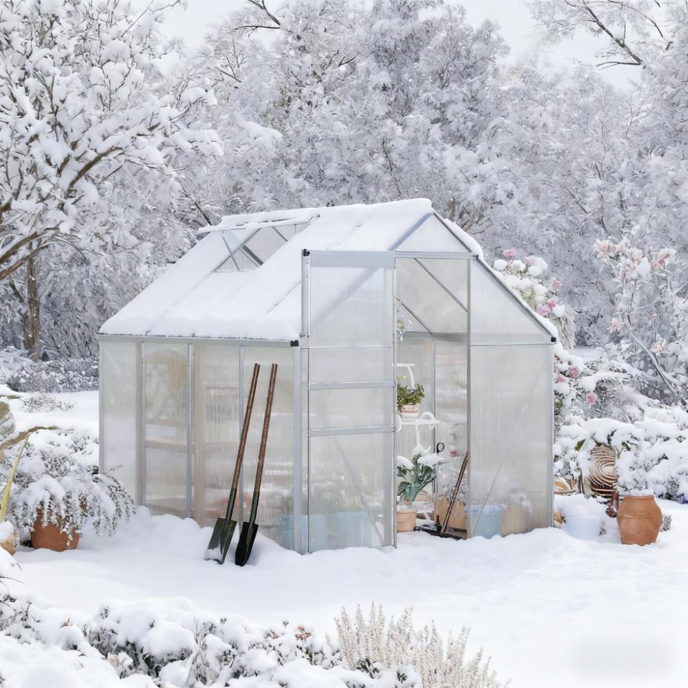 Silver  Outdoor Greenhouse 8' x 6'Walk-in Garden Greenhouse  for Winter