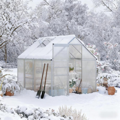 Silver  Outdoor Greenhouse 8' x 6'Walk-in Garden Greenhouse  for Winter