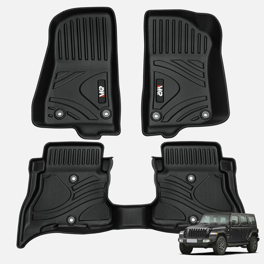 MKR Non-Slip Durable TPE ECO Car Floor Mat Compatible with Jeep Wrangler JL 4xe (Not for 2 Door and JL Unlimited Models) 2021-2024 3 PCS