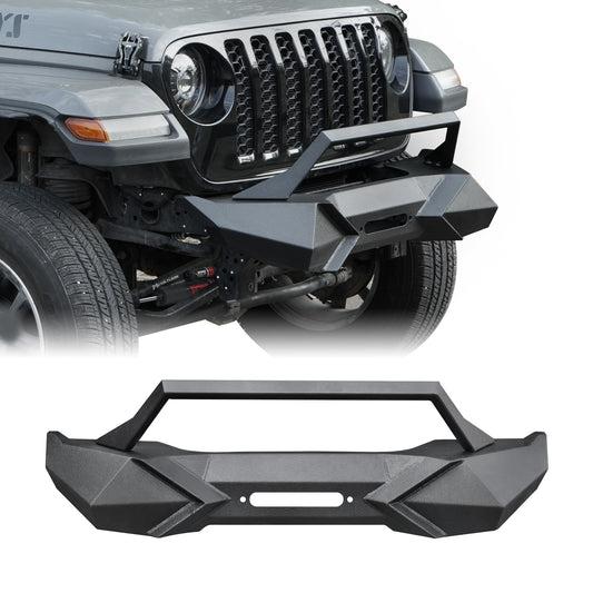 X Style Front Bumper with Winch Plate Compatible with Wrangler JK (2007-2018) Heavy Duty Black Textured Manganese Steel Construction, Perfect for On and Off-Road Used