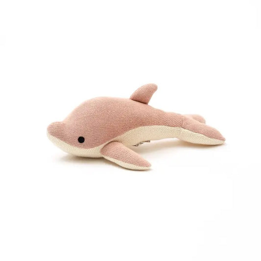 Knitted Stuffed Dolphin Soft Toy.