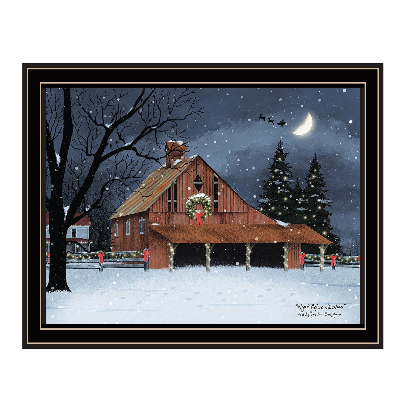 Trendy Decor 4U Night Before Christmas Black Framed Wall Art for Living Room, Bedroom Wall Art Print for Home Decor by Billy Jacobs