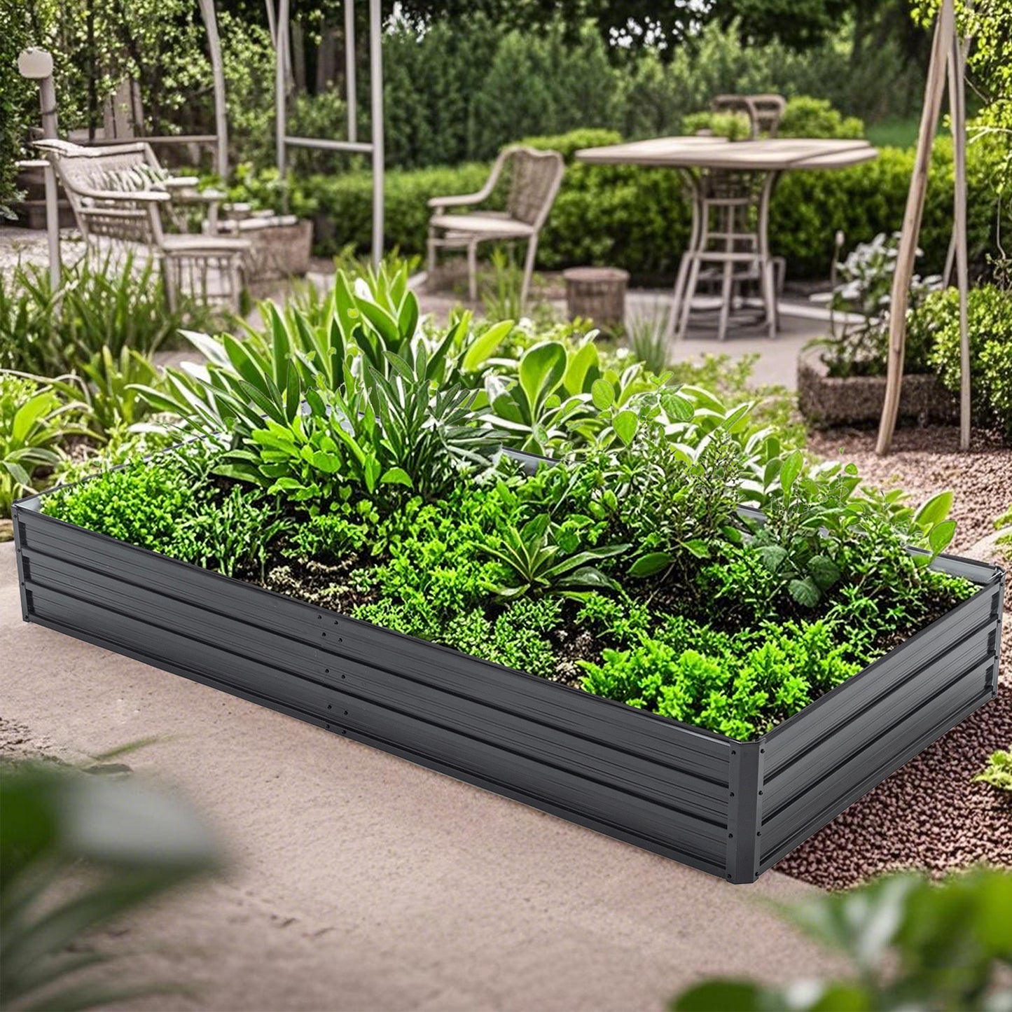 Galvanized Raised Garden Beds Outdoor // 8×4×1 ft Planter Raised Beds for Gardening, Vegetables, Flowers // Large Metal Garden Box