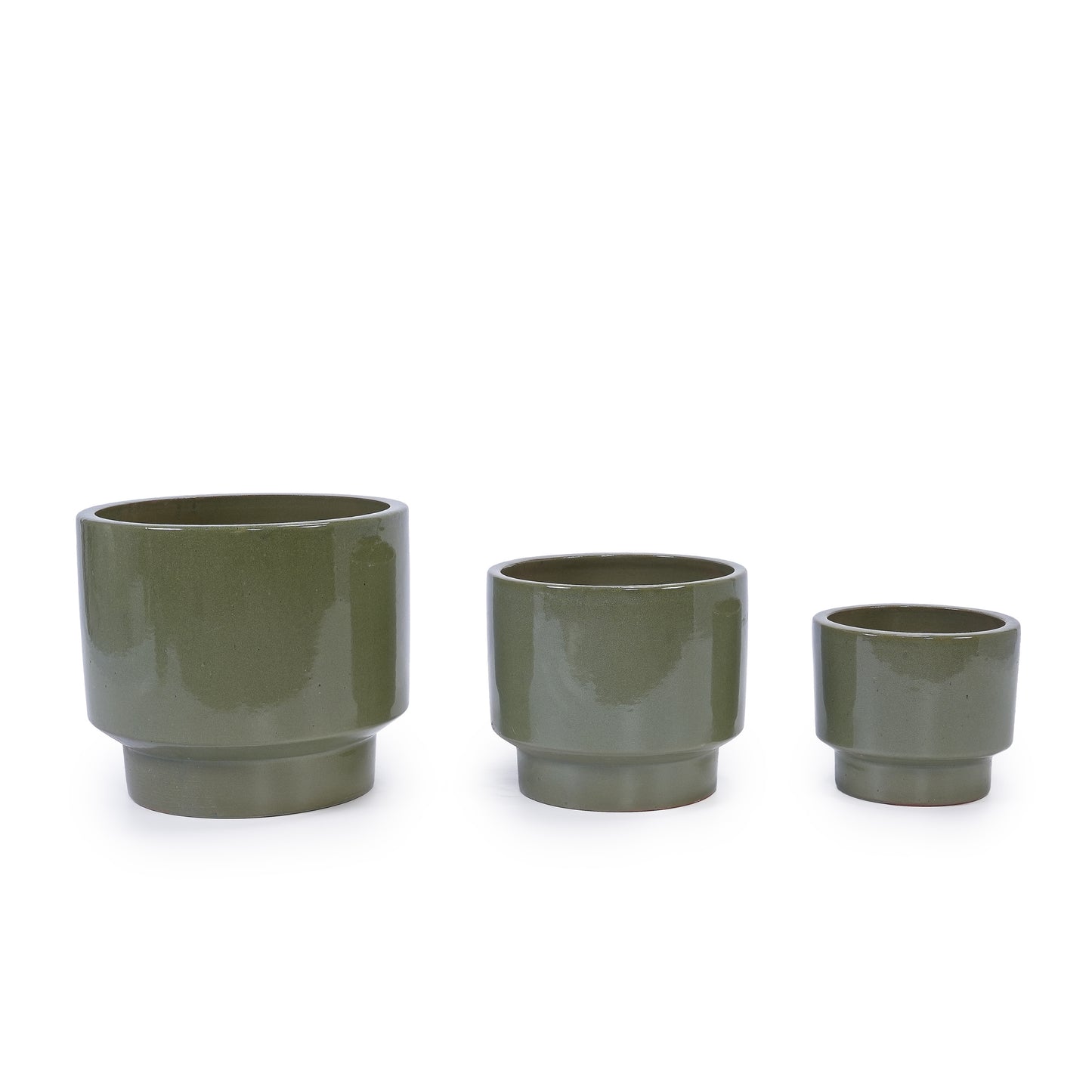 3 Pieces Ceramic Flowerpot, Modern Planter for Patio, Garden or Windowsills - Antique Light Green