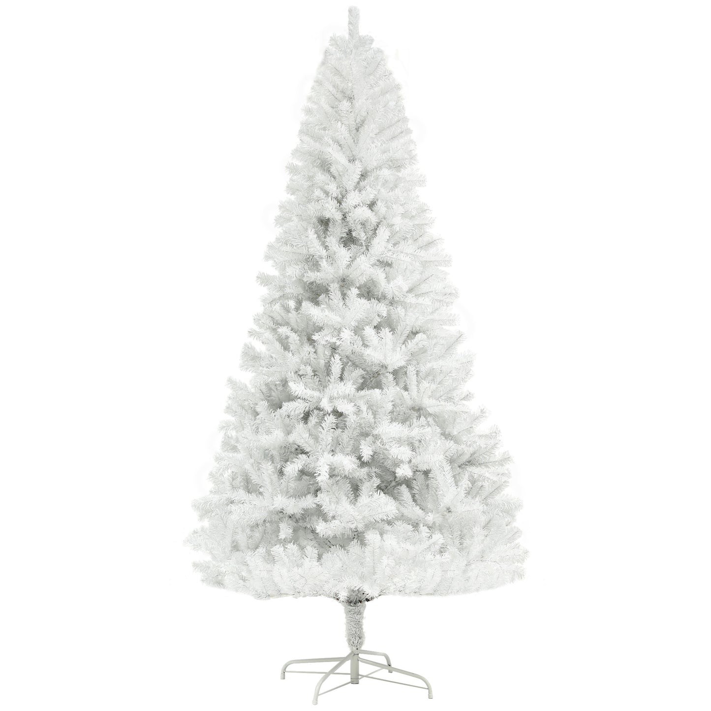 HOMCOM 6ft Tall Artificial Christmas Tree, Unlit Xmas Tree with 1000 Branch Tips, Auto Open, Steel Base, Holiday Décor for Home Office, White